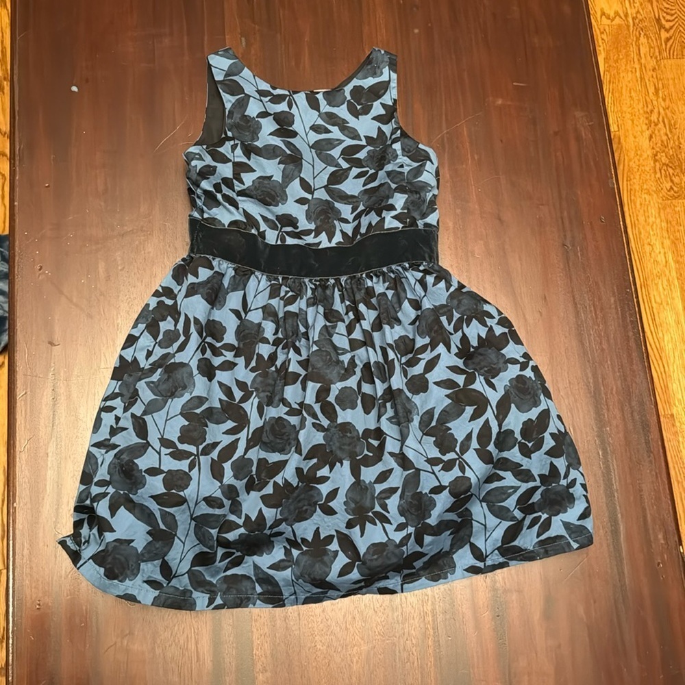 Carters girls velveteen sash blue floral dress size 7